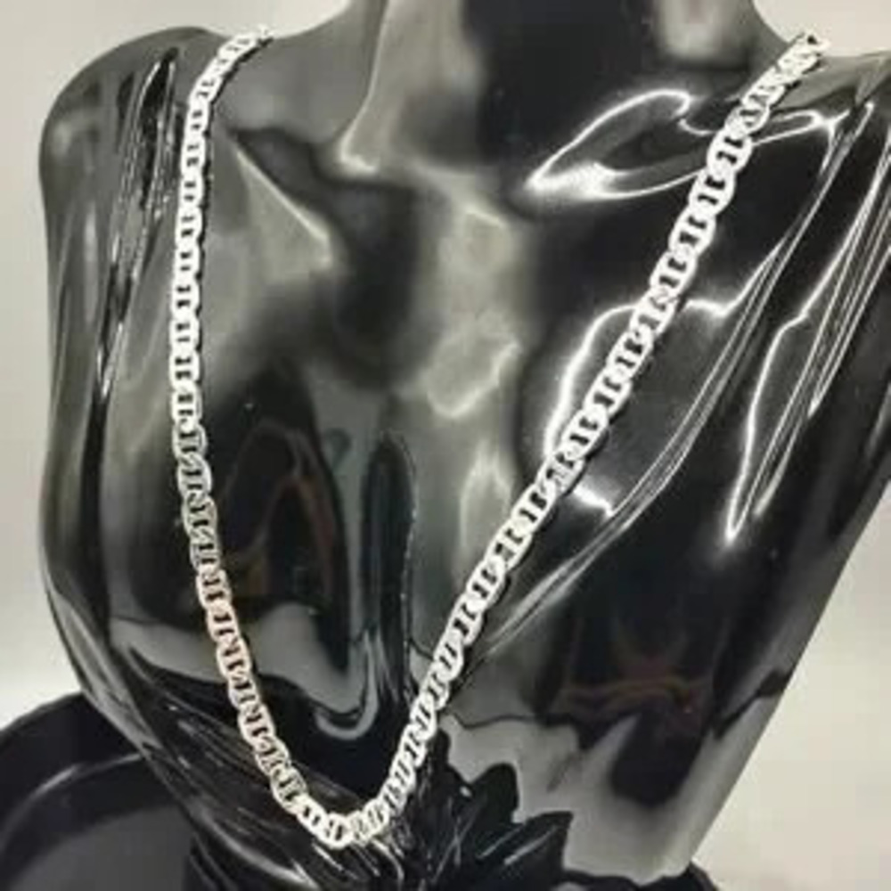 925 Sterling Silver Necklace 6 mm. Mariners Chain Valentines Birthday Gift NEW!!